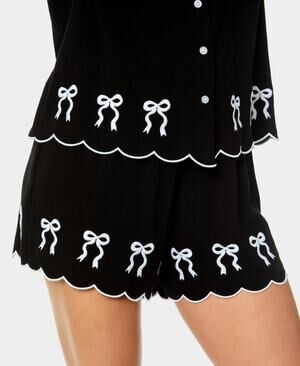 CeCe Women's Scalloped Embroidery Cover-Up Shorts Black Size M 1489